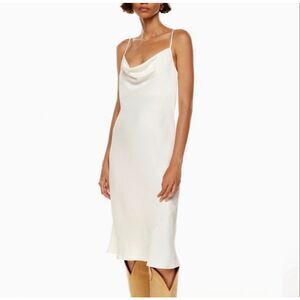 Aritzia Wilfred Only Cowl Neck Bias Cut Slip  Dress in Light Birch Size L
